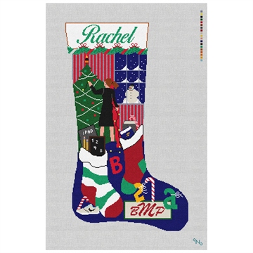 Holiday Decorating Stocking Needlepoint Kit Stitched Preview