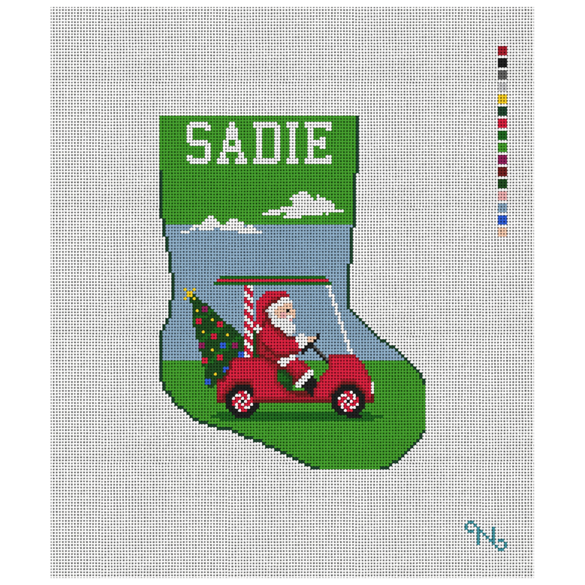 Holiday Golf Mini Stocking Needlepoint Kit