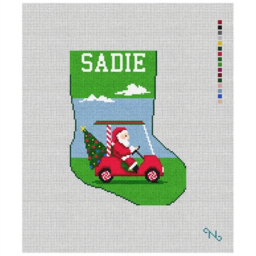 Holiday Golf Mini Stocking Needlepoint Kit Stitched Preview