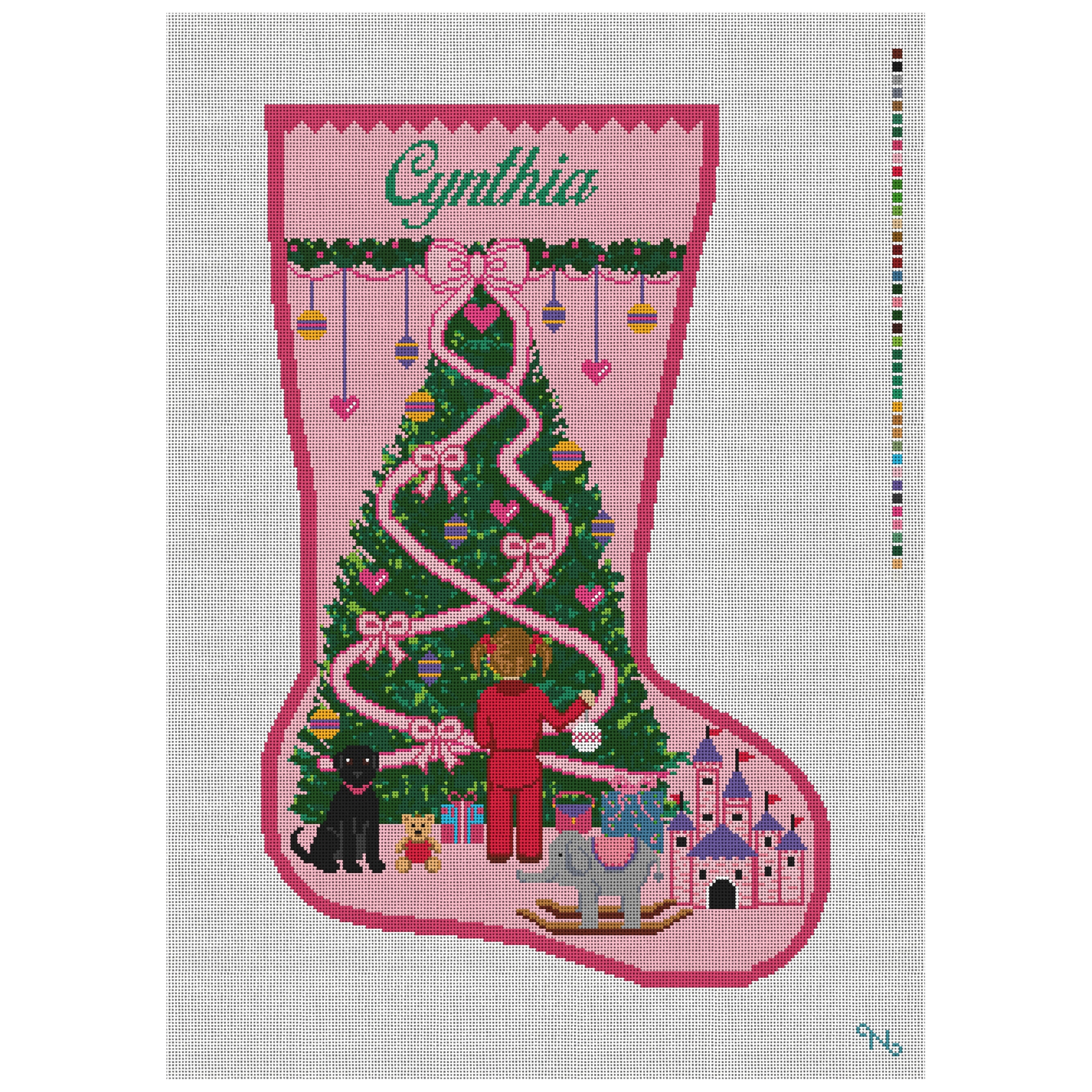 Holiday In The Pink Stocking Needlepoint Kit