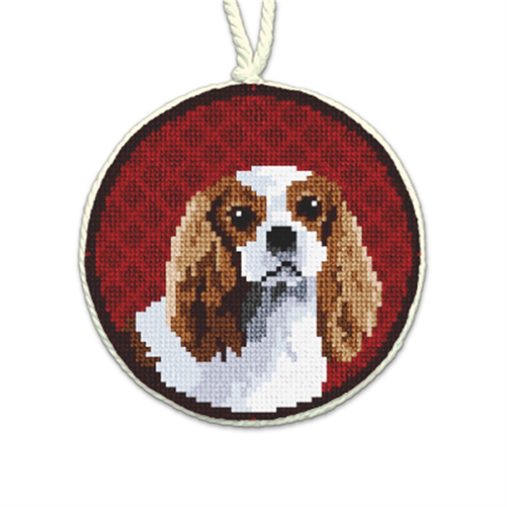 Holiday King Charles Needlepoint Ornament