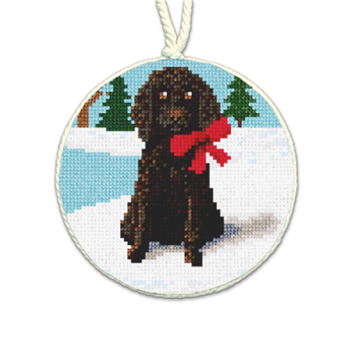 Holiday Poodle Needlepoint Ornament