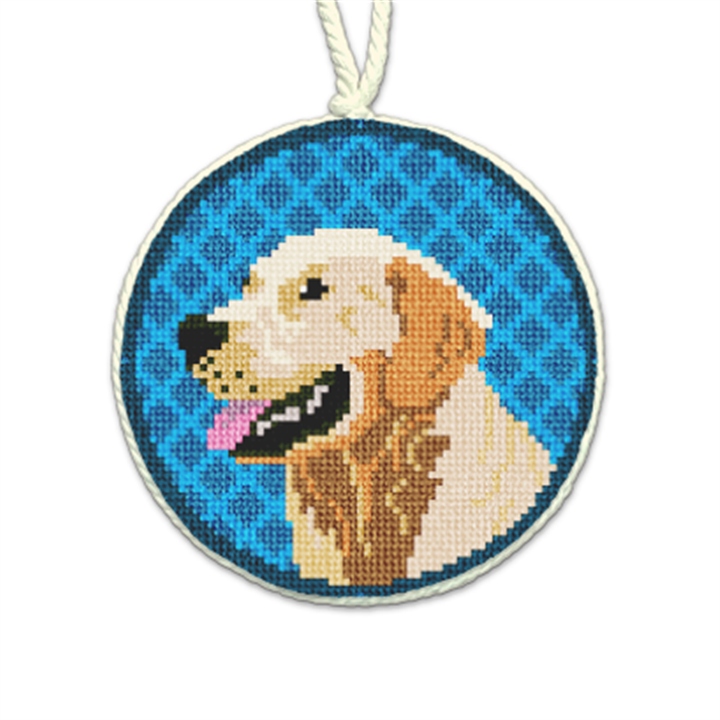 Holiday Retriever Needlepoint Ornament 