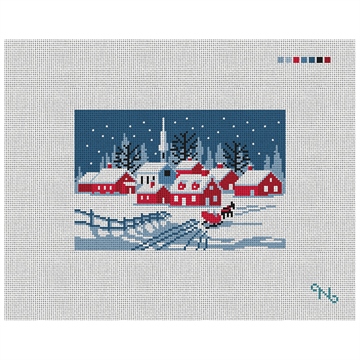 Holiday Sleigh Ride Vintage Card Needlepoint Kit