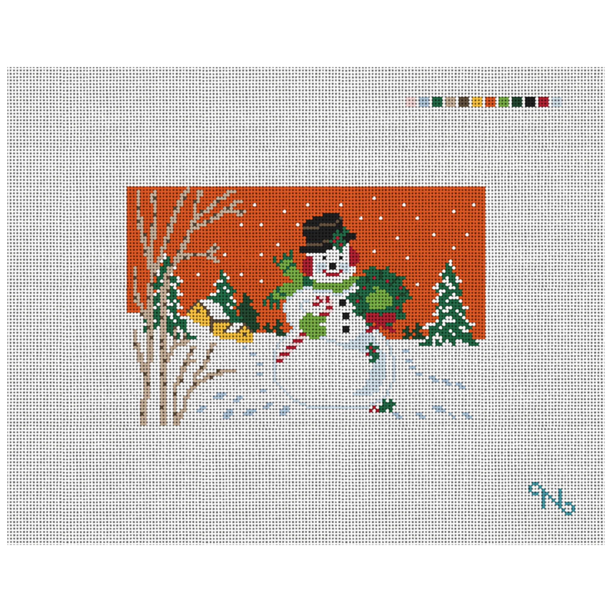 Holiday Snowman Vintage Card Needlepoint Kit