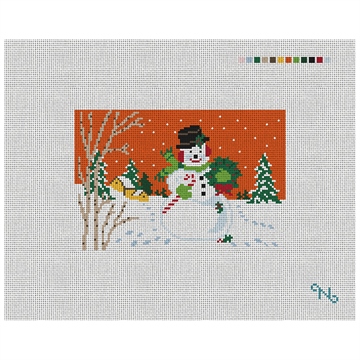 Holiday Snowman Vintage Card Needlepoint Kit