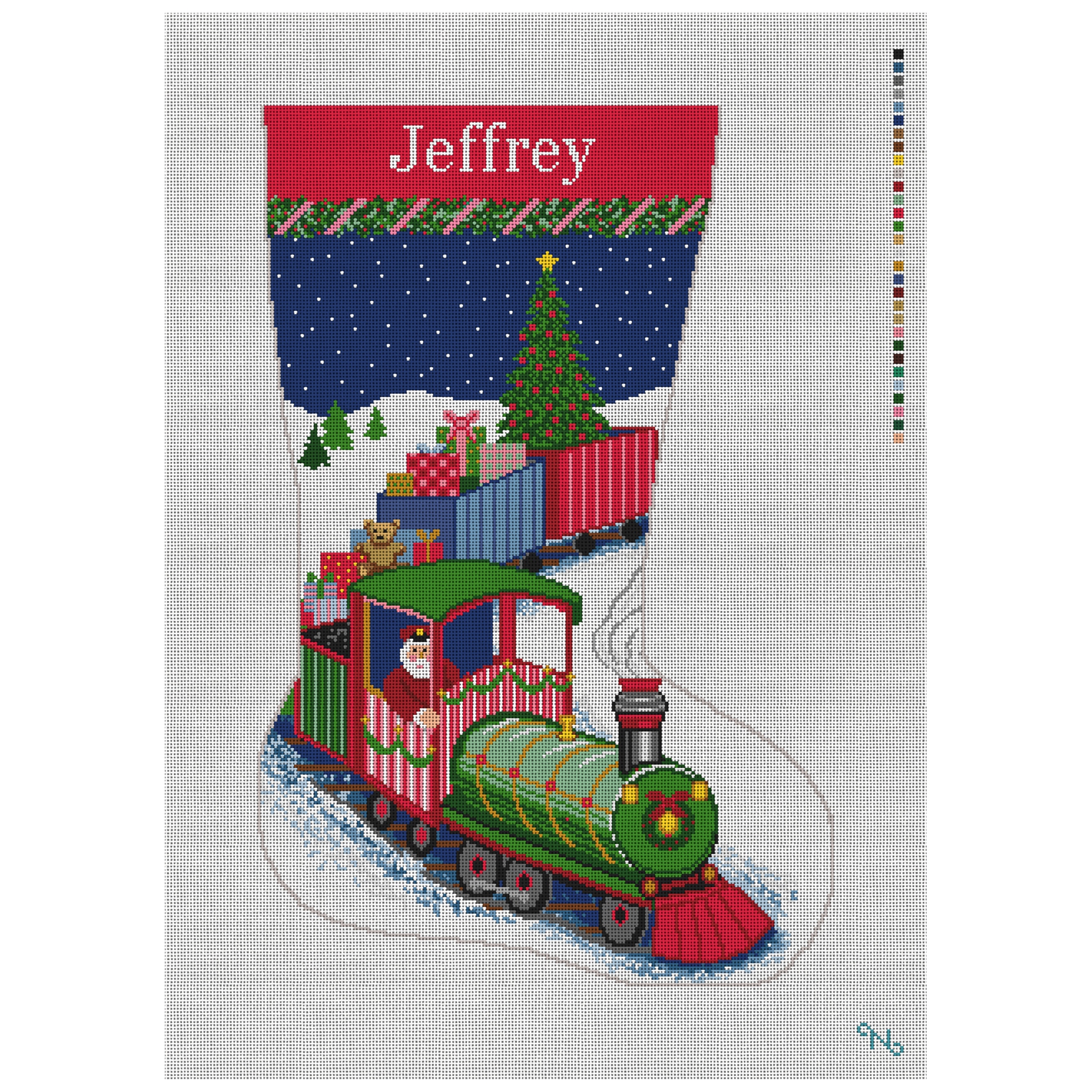 Holiday Train Stocking Needlepoint Kit