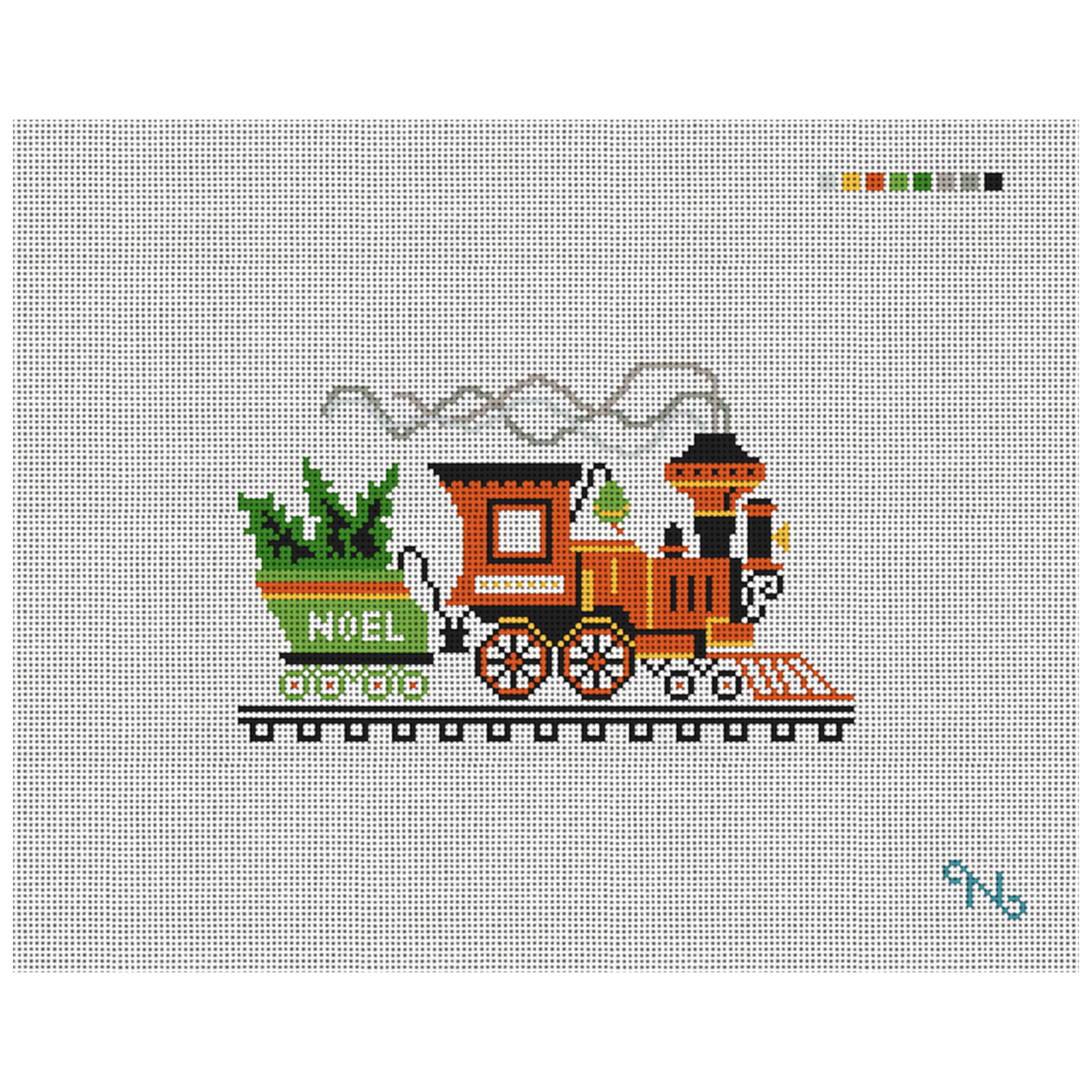 Holiday Train Vintage Card Needlepoint Kit