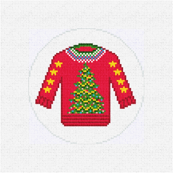 Holiday Tree Ugly Sweater Needlepoint Ornament Kit
