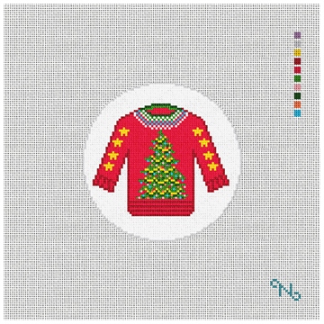 Holiday Tree Ugly Sweater Needlepoint Ornament Kit Stitched Preview
