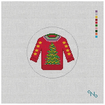 Holiday Tree Ugly Sweater Needlepoint Ornament Kit