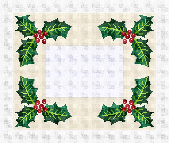 Holly Days Picture Frame Needlepoint Kit