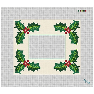 Holly Days Picture Frame Needlepoint Kit Stitched Preview