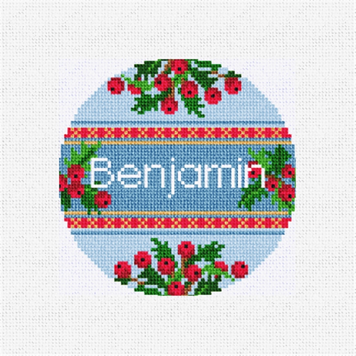 Holly Jolly Blue Needlepoint Ornament Kit