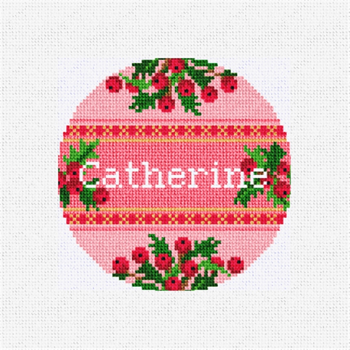 Holly Jolly Pink Needlepoint Ornament Kit