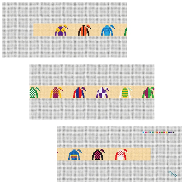 Horse Racing Silks Needlepoint Belt Kit Stitched Preview