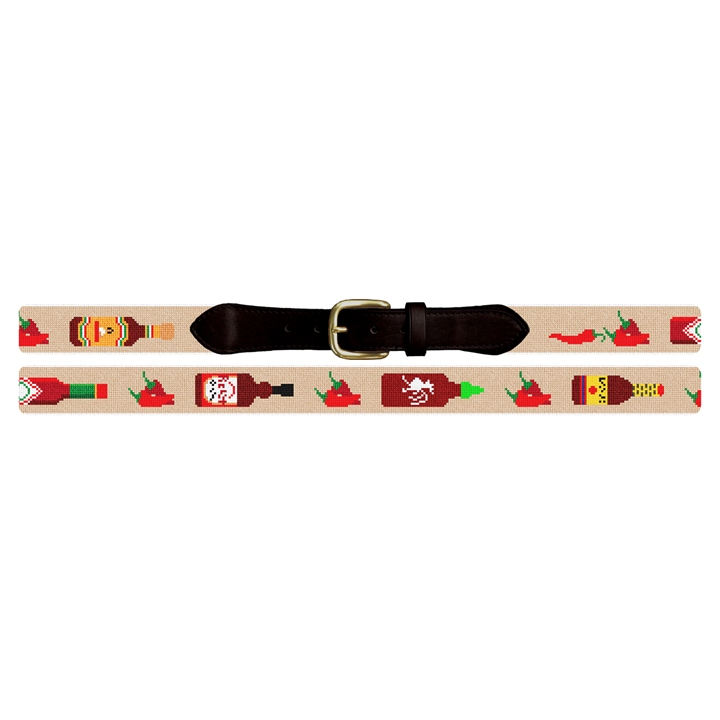 Hot Sauce Needlepoint Belt