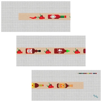 Hot Sauce Needlepoint Belt Kit Stitched Preview