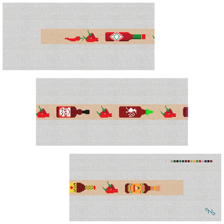 Hot Sauce Needlepoint Belt Kit Stitched Preview