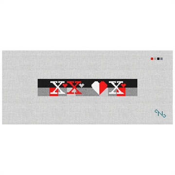 Hugs and Kisses Needlepoint Key Fob Kit Stitched Preview