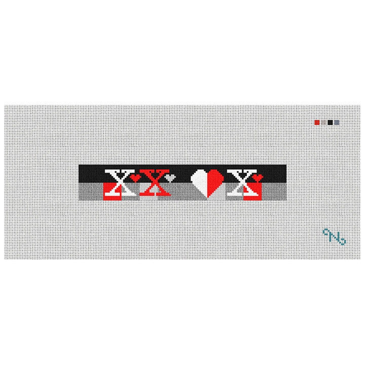 Hugs and Kisses Needlepoint Key Fob Kit Stitched Preview