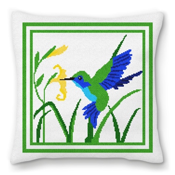 Hummingbird Needlepoint Pillow