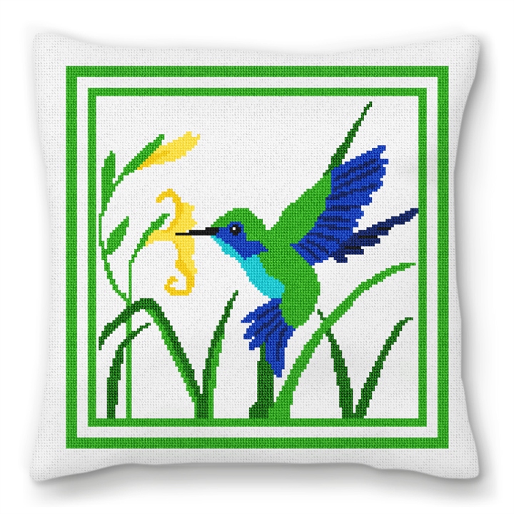 Hummingbird Needlepoint Pillow