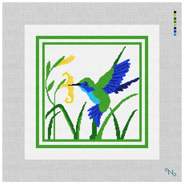 Hummingbird Needlepoint Pillow Kit Stitched Preview