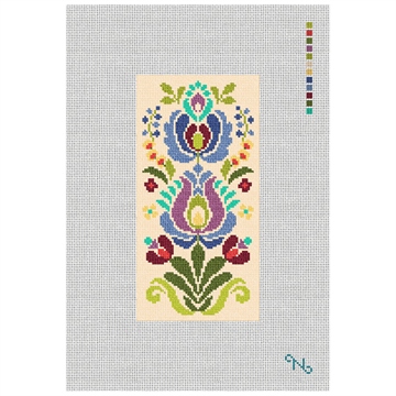 Hungarian Bleu Needlepoint Eyeglass Case Kit Stitched Preview
