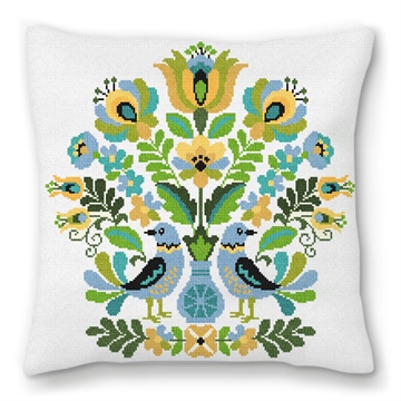 Hungarian Folk Design Needlepoint Pillow