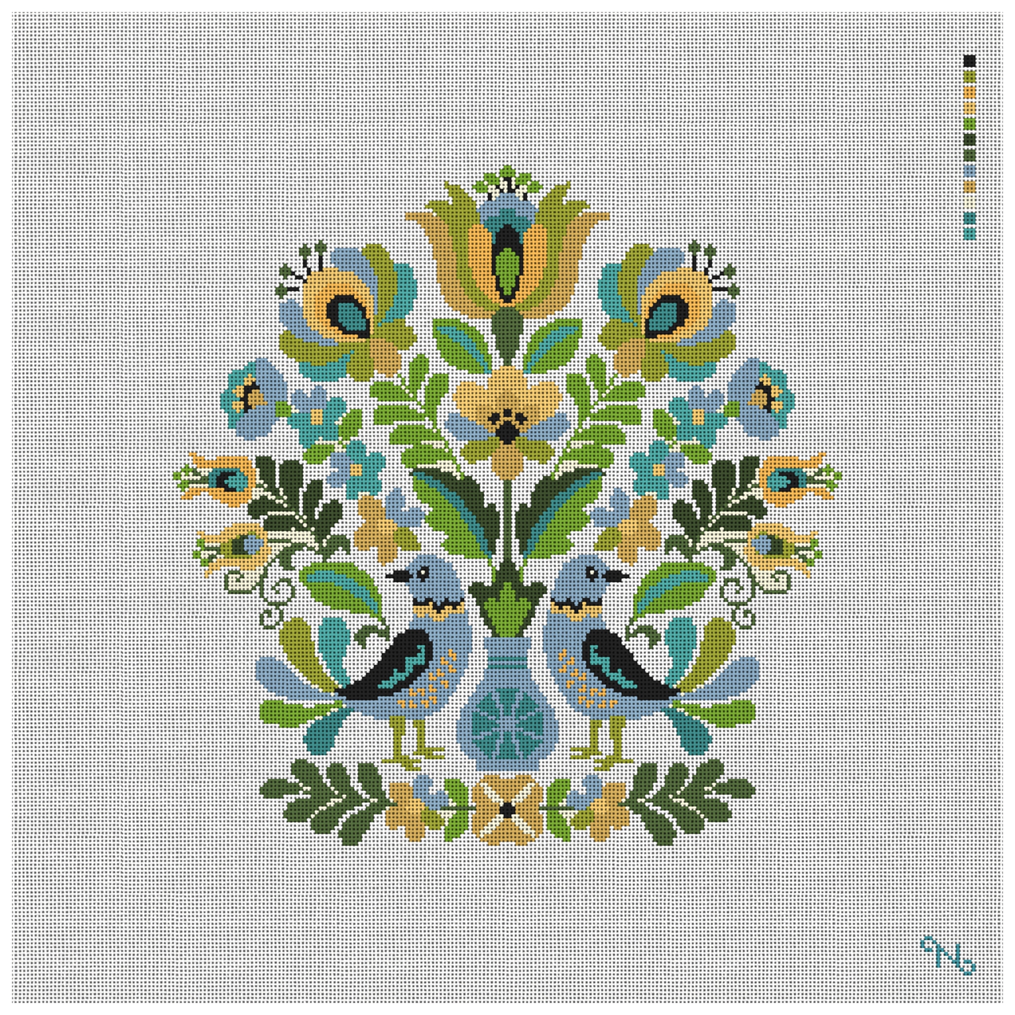 Hungarian Folk Design Needlepoint Pillow Kit