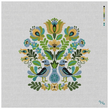 Hungarian Folk Design Needlepoint Pillow Kit