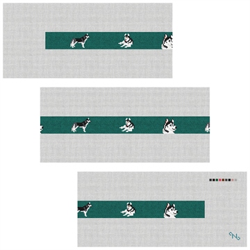 Husky Needlepoint Belt Kit Stitched Preview
