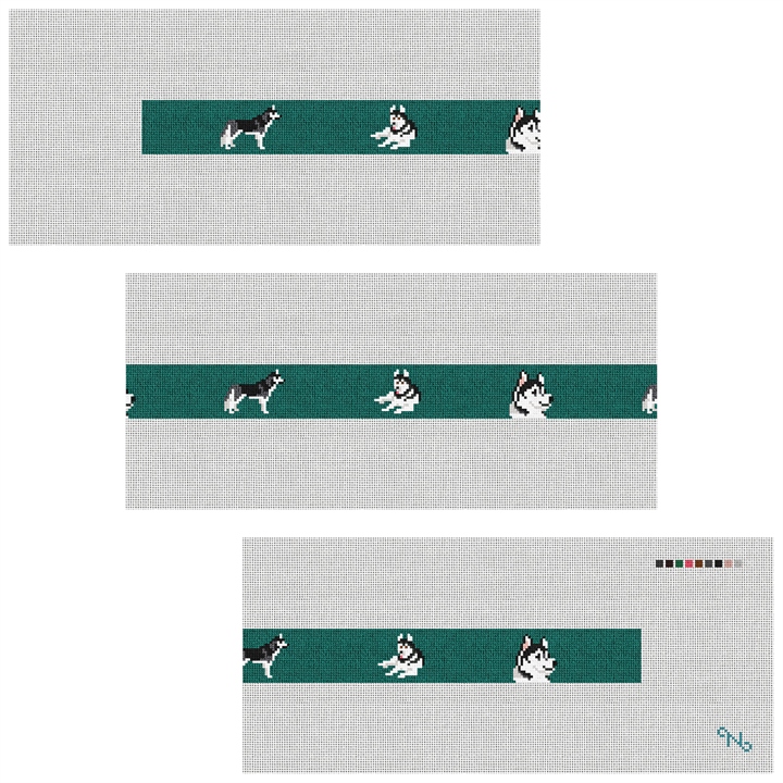 Husky Needlepoint Belt Kit Stitched Preview