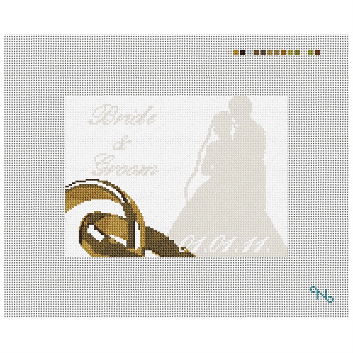 I Do Wedding Ring Pillow Kit Stitched Preview