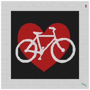 I Heart Bicycles Modern Needlepoint Pillow Kit