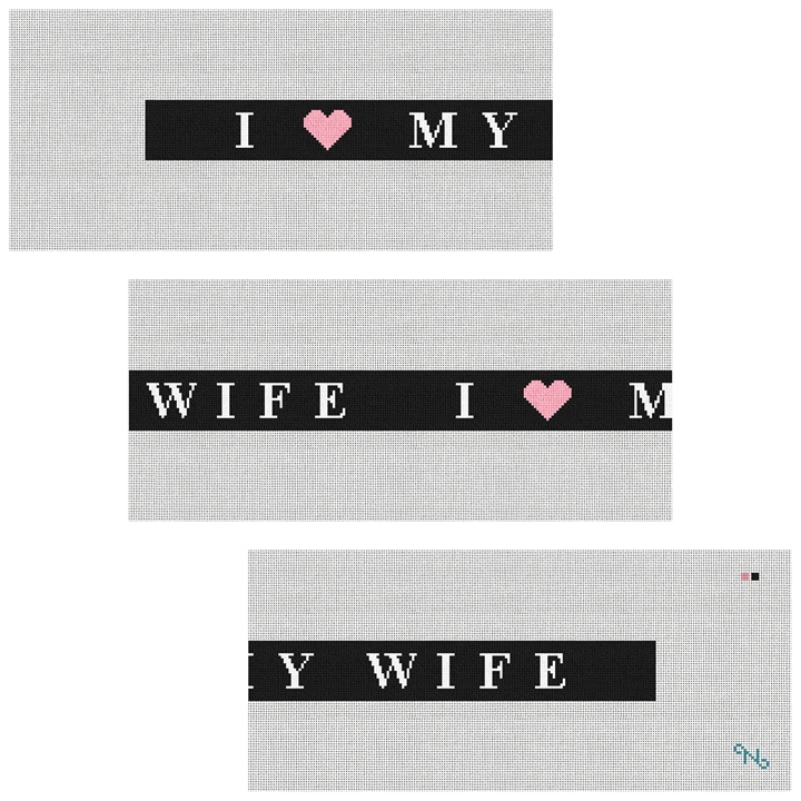 I Love My Wife Needlepoint Belt Kit Stitched Preview