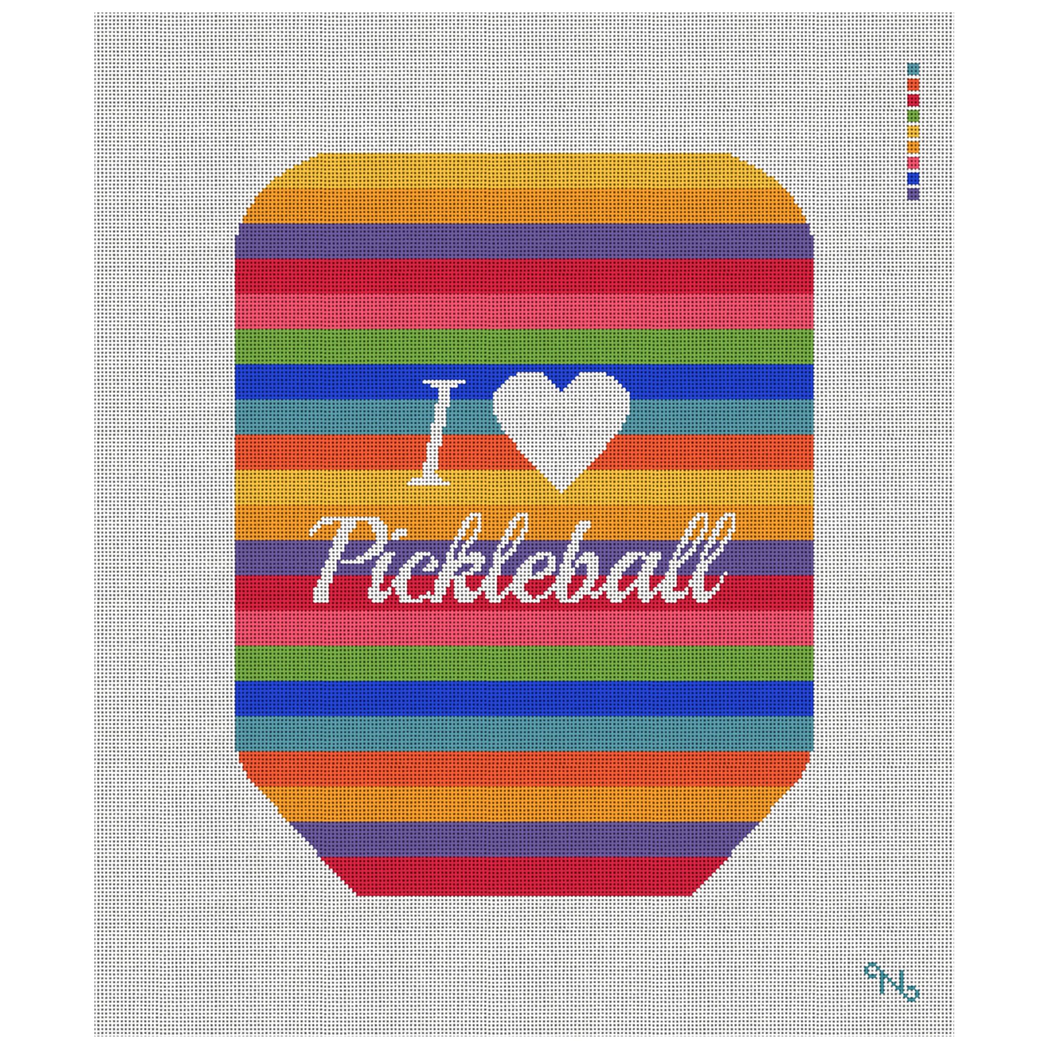 I Love Pickleball Paddle Cover Needlepoint Kit