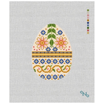 Imperial Daisy Easter Egg Needlepoint Kit Stitched Preview