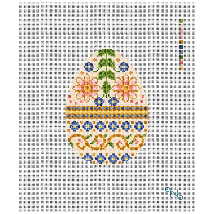 Imperial Daisy Easter Egg Needlepoint Kit Stitched Preview