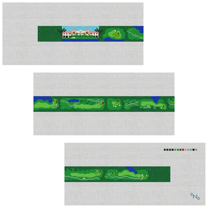 Imperial Golf Course Needlepoint Belt Kit Stitched Preview