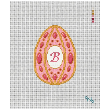 Imperial Ruby Easter Egg Needlepoint Kit Stitched Preview