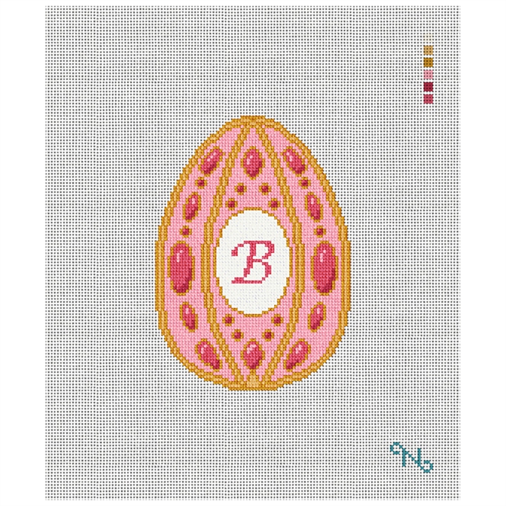 Imperial Ruby Easter Egg Needlepoint Kit Stitched Preview