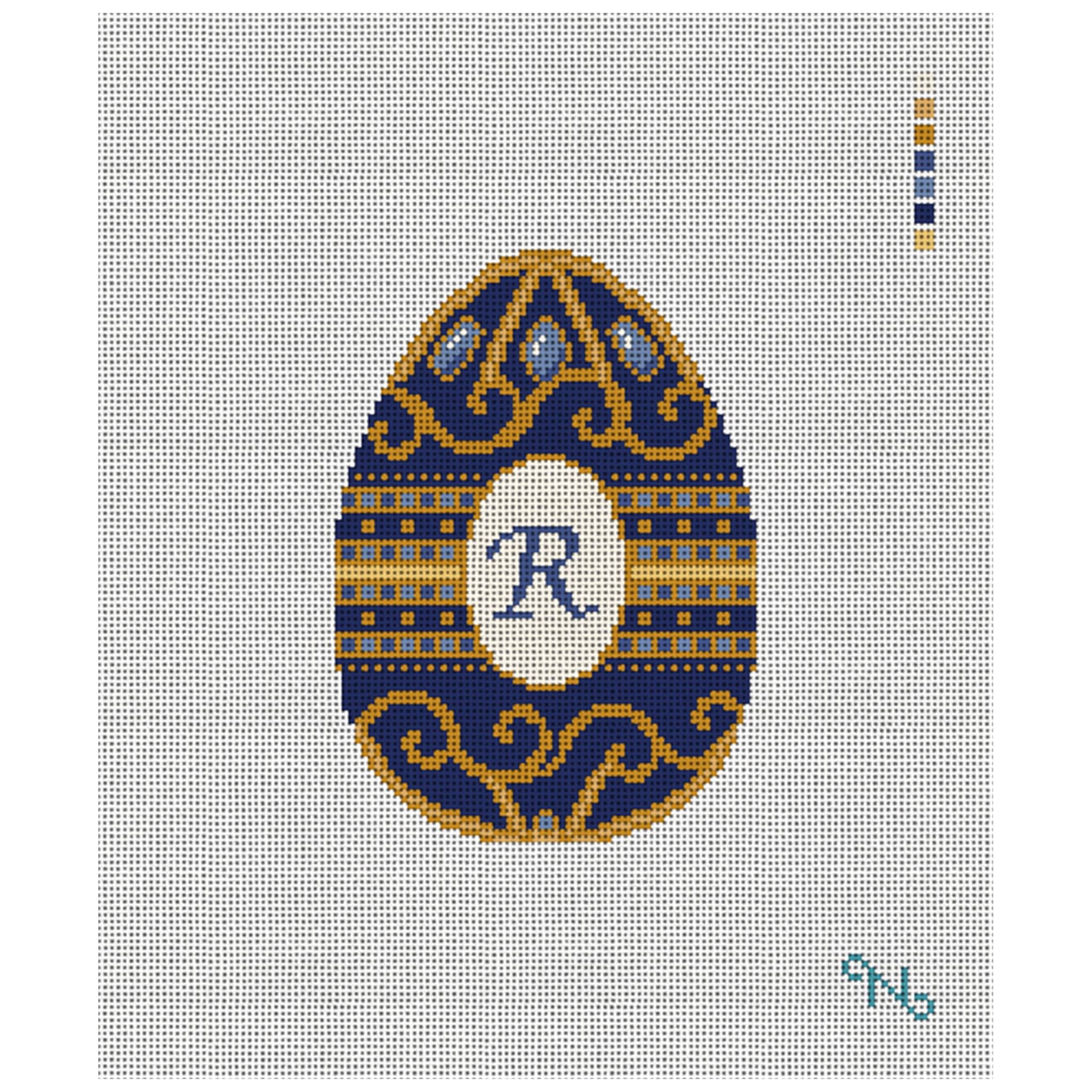 Imperial Sapphire Easter Egg Needlepoint Kit