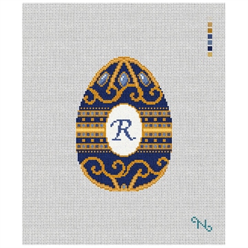 Imperial Sapphire Easter Egg Needlepoint Kit Stitched Preview