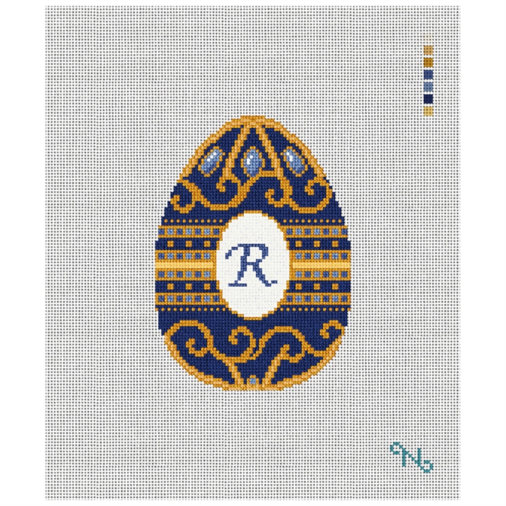Imperial Sapphire Easter Egg Needlepoint Kit Stitched Preview