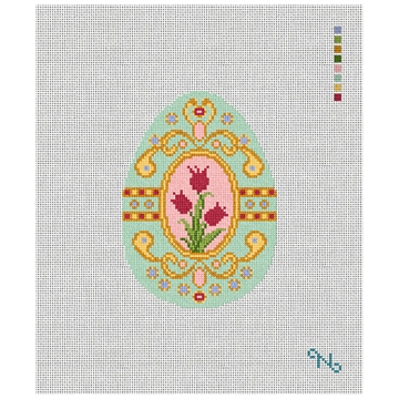 Imperial Tulip Easter Egg Needlepoint Kit Stitched Preview
