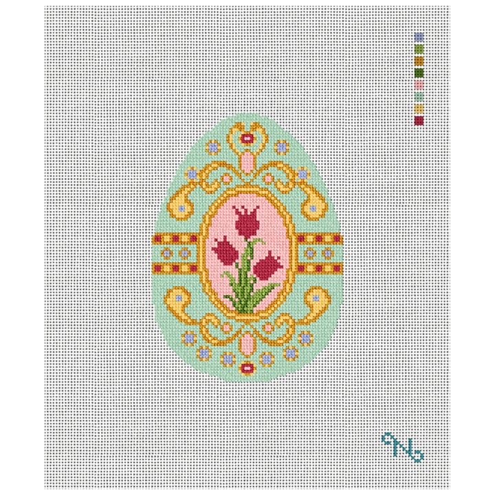 Imperial Tulip Easter Egg Needlepoint Kit Stitched Preview