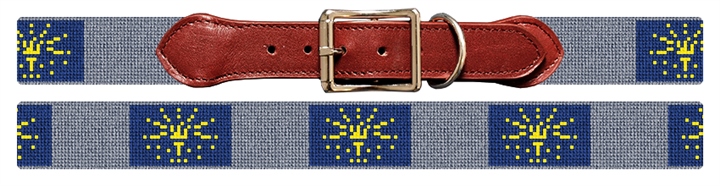 Indiana Flag Needlepoint Dog Collar 