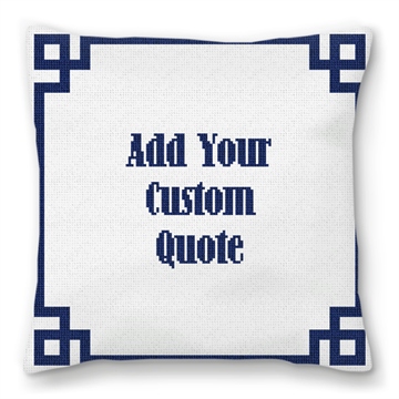 Indigo Greek Key Personal Needlepoint Pillow